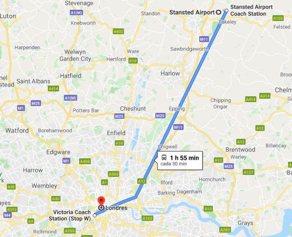 Cómo ir del aeropuerto Stansted al centro en autobús national express