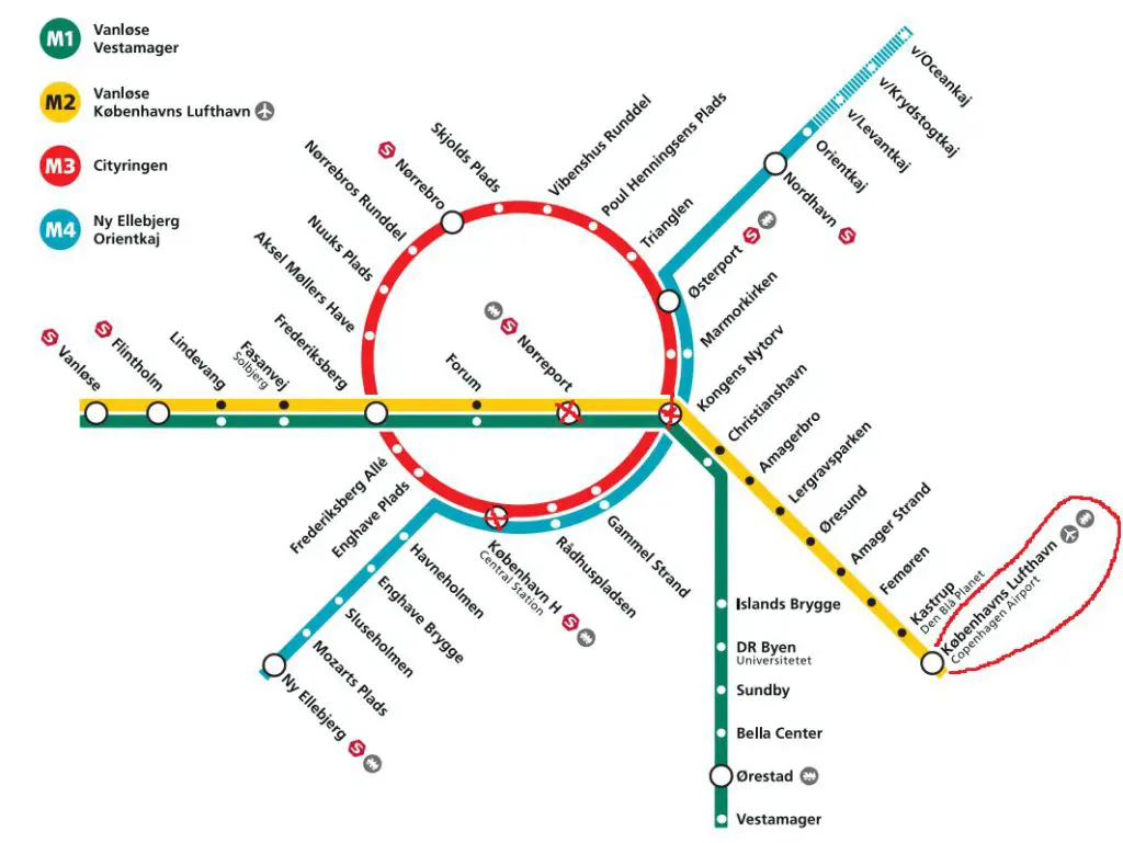 Mapa del metro de Copenhague