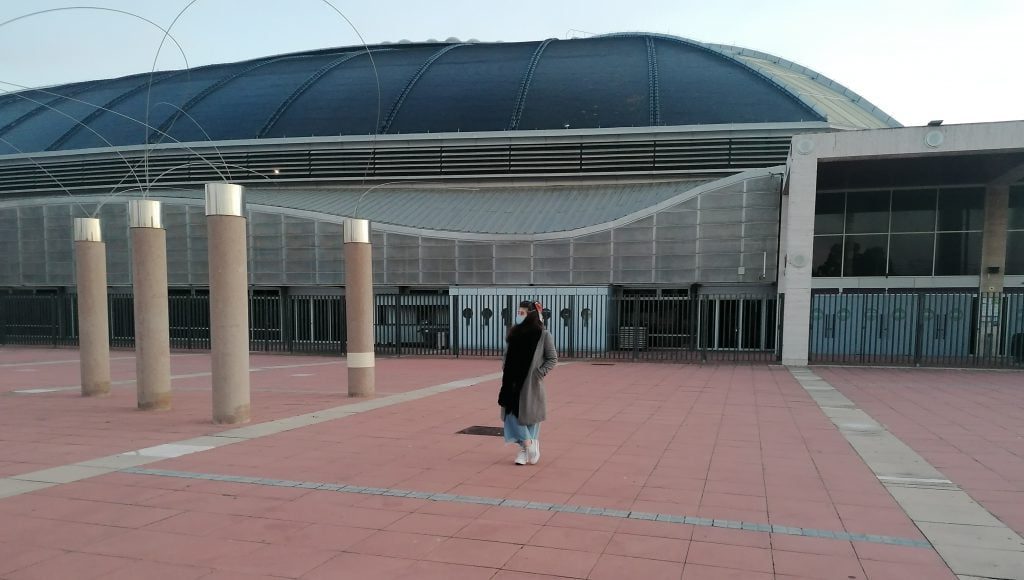 Visión delantera del Palau Sant Jordi