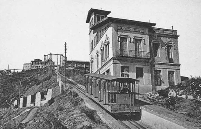 Vista del funicular en sus inicios