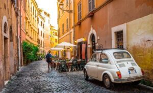 Cozy street in Trastevere, Rome, Europe