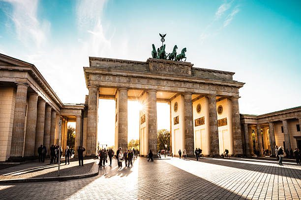 Berlin cityscape at sunset Brandenburg Gate